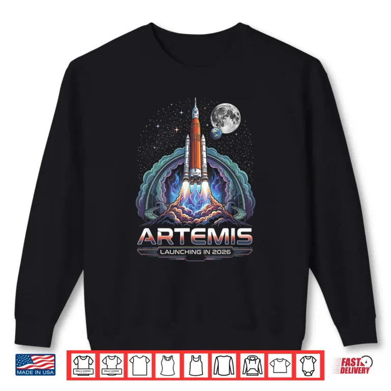 Sweatshirt Artemis II 2026 Rocket Launch Mission to The Moon Artemis 2 Shirt
