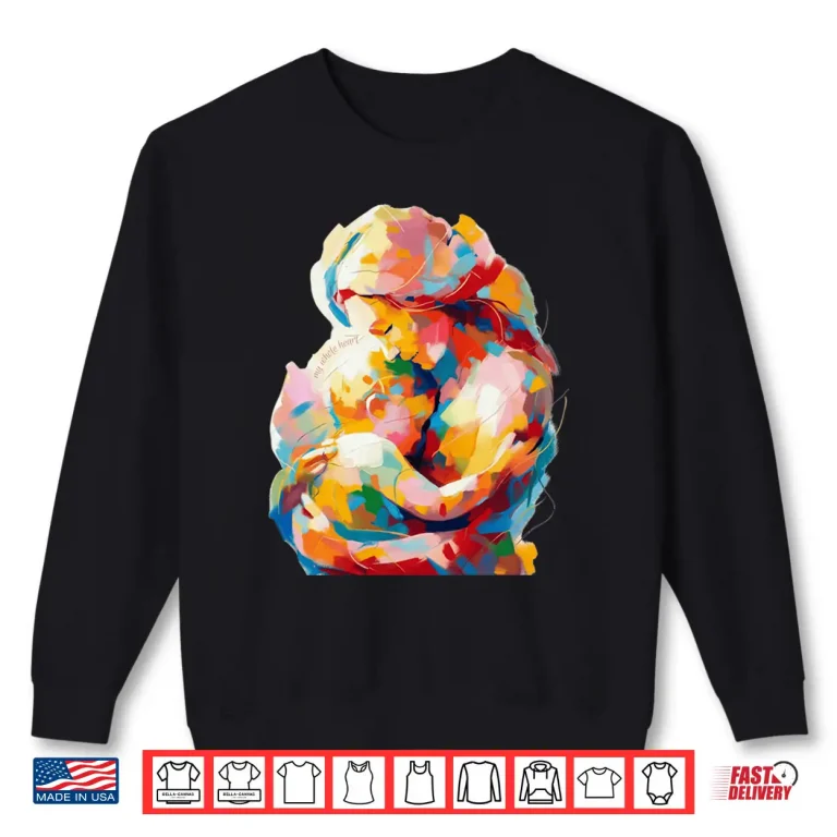 Sweatshirt My Whole Heart Colorful Mother and Baby Abstract Art Print Shirt