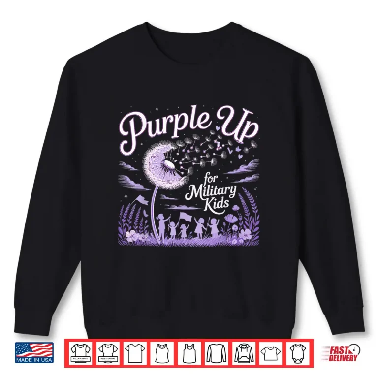 Sweatshirt Purple Up For Military Kids Dandelion Child Month Shirt 1