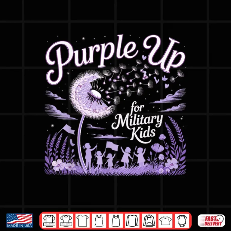 Design Purple Up For Military Kids Dandelion Child Month Shirt 1