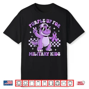 Purple Up For Military Kids Military Child Month Dinosaur Shirt