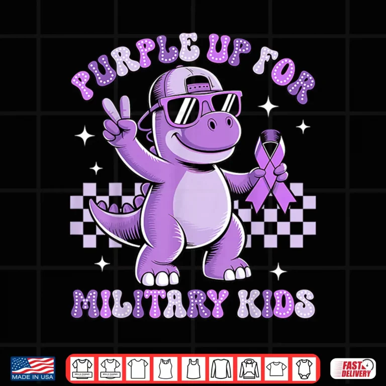 Design Purple Up for Military Kids Military Child Month Dinosaur Shirt