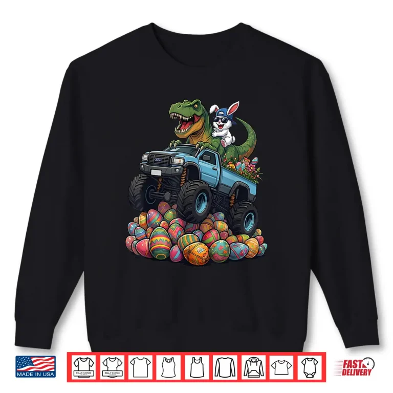Sweatshirt Easter Bunny Dinosaur Monster Truck Boys Kids Shirt 1