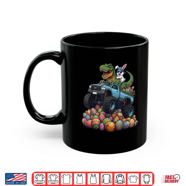 Mug Easter Bunny Dinosaur Monster Truck Boys Kids Shirt 1