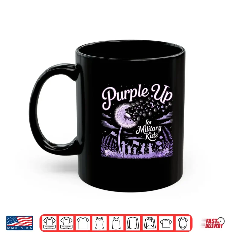 Mug Purple Up For Military Kids Dandelion Child Month Shirt 2