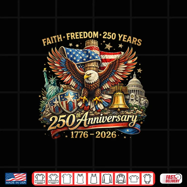 Design 250 Years of Freedom Vintage American Flag Eagle Shirt