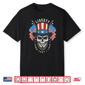 Independence Day 4Th July Usa Flag America Liberty Skull Shirt