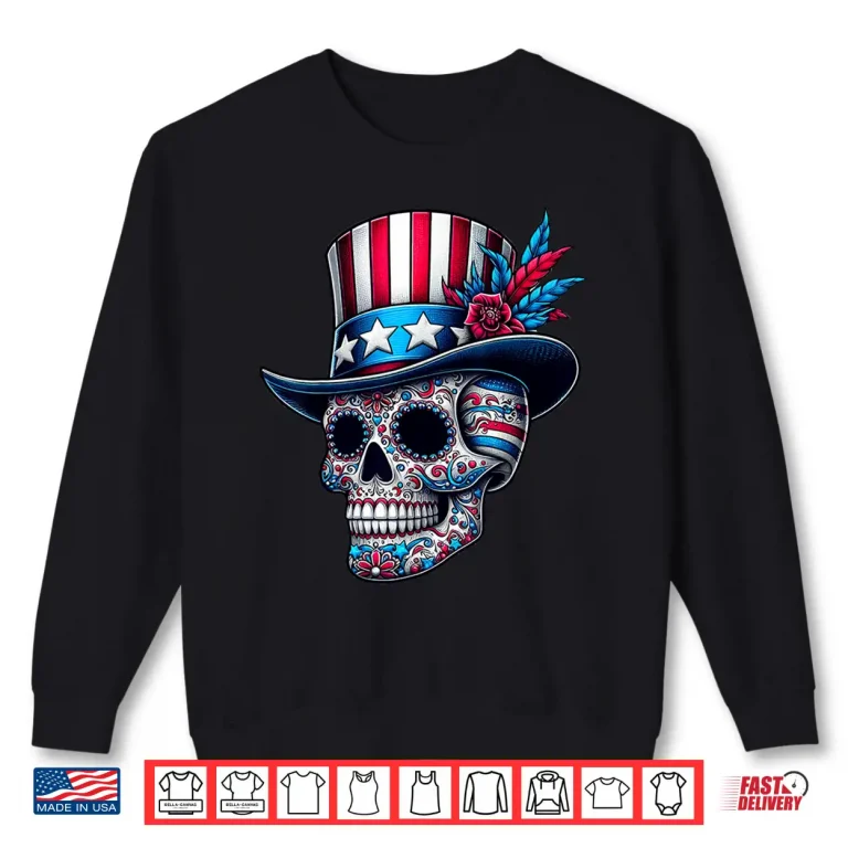 Sweatshirt Independence Day Usa Patriot Skull 4th Of July Sugar Skull Shirt