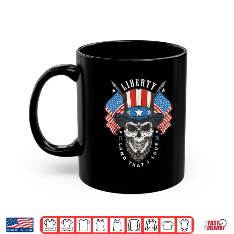 Mug Independence Day 4th July USA Flag America Liberty Skull Shirt