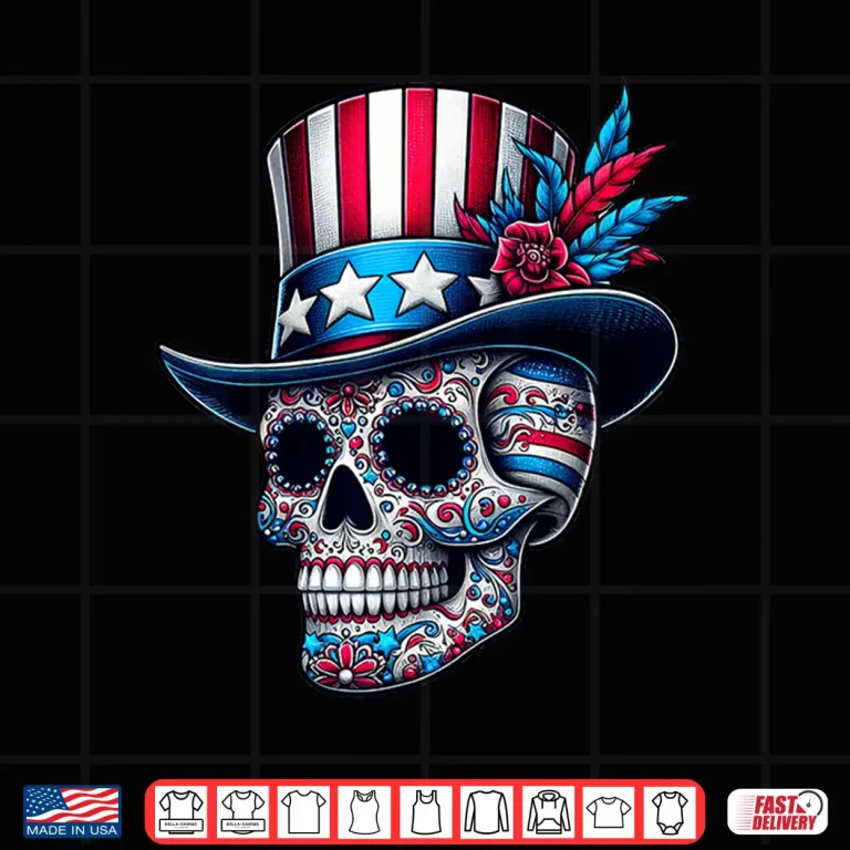 Design Independence Day Usa Patriot Skull 4th Of July Sugar Skull Shirt