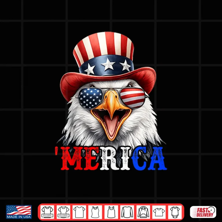Design Merica Bald Eagle Patriotic 4th of July Funny Bird Men Women Shirt