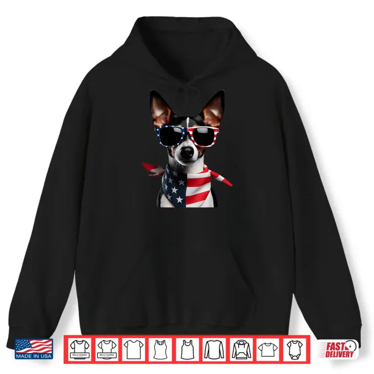 Hoodie Rat Terrier Dog 4th Of July American Independence Day Owner Shirt