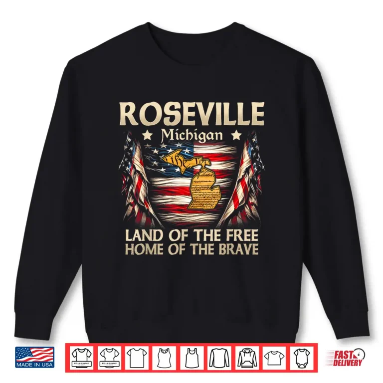 Sweatshirt Roseville Michigan USA Flag 4th Of July Shirt
