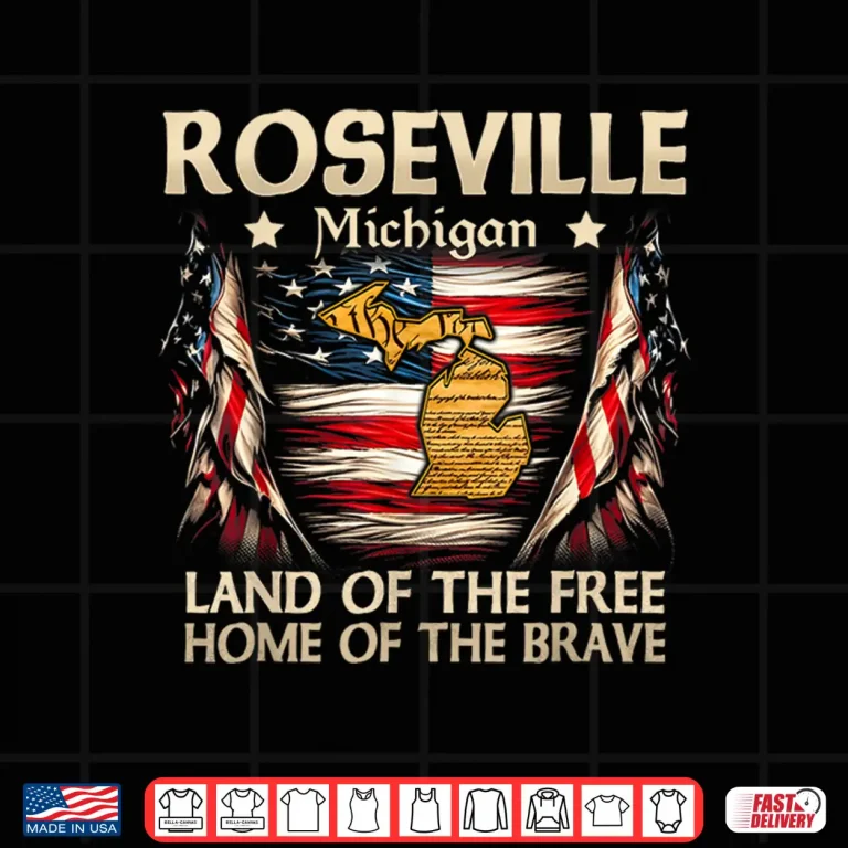 Design Roseville Michigan USA Flag 4th Of July Shirt