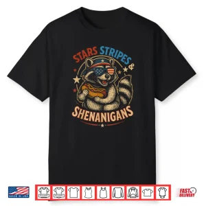Stars Stripes And Shenanigans Funny Raccoon 4Th Of July Shirt