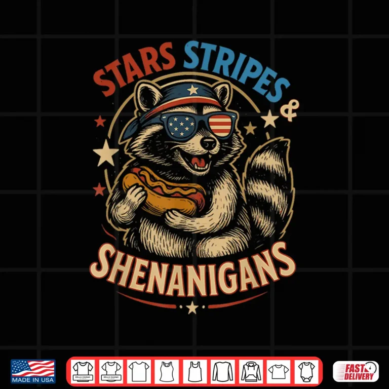 Design Stars Stripes and Shenanigans Funny Raccoon 4th of July Shirt