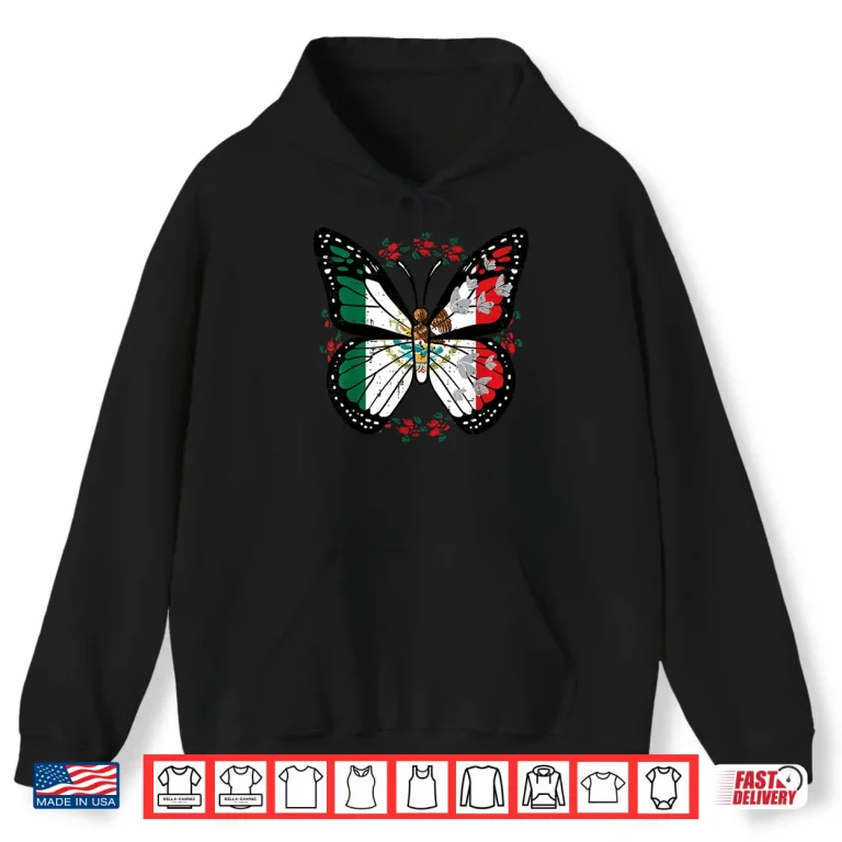 Hoodie Mexican Independence Day Butterfly Mexico Women Girls Kids Shirt