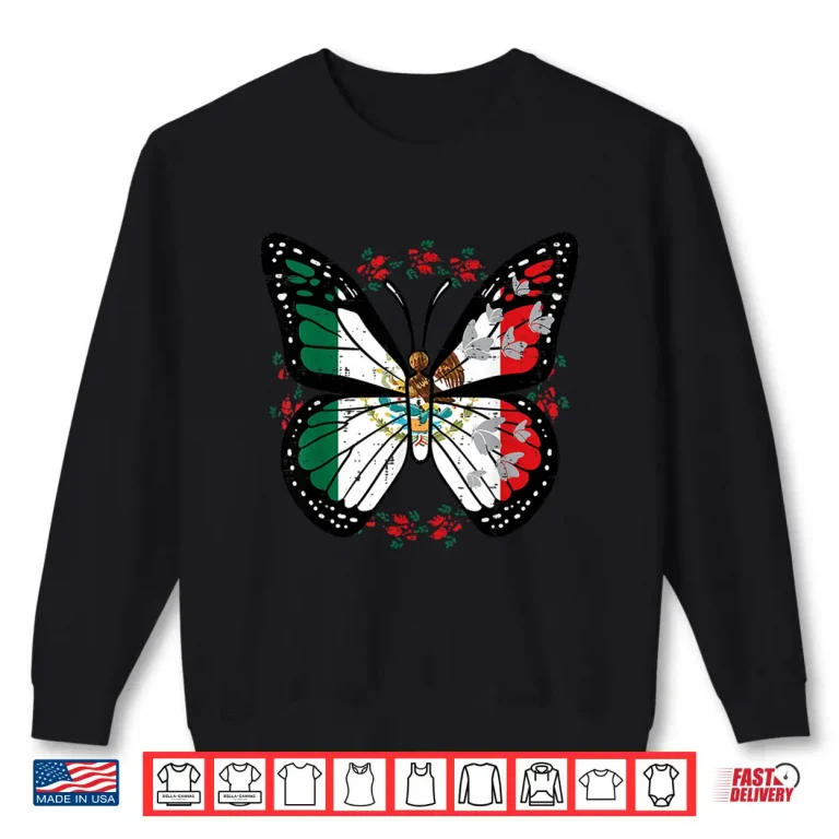 Sweatshirt Mexican Independence Day Butterfly Mexico Women Girls Kids Shirt