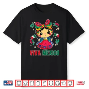 Viva Mexico Toddler Girls Flores Mexican Independence Day Shirt
