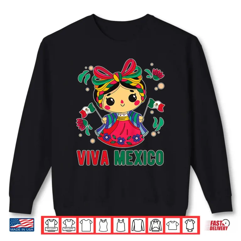 Sweatshirt Viva Mexico Toddler Girls Flores Mexican Independence Day Shirt