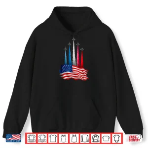 Independence Day American Flag Jet Planes Red White Blue Shirt