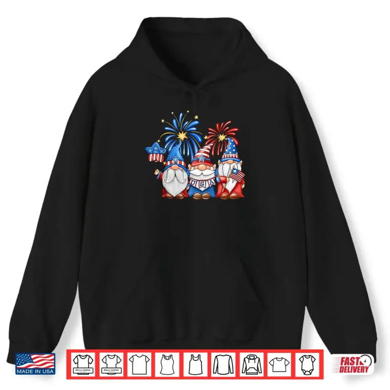 Hoodie 4th Of July American Gnomes Celebrating Independence Day Shirt