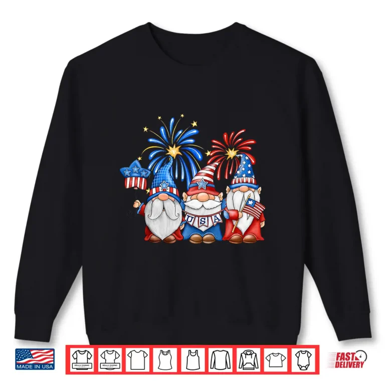 Sweatshirt 4th Of July American Gnomes Celebrating Independence Day Shirt