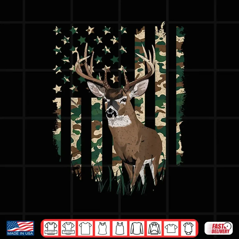 Design American Flag Deer Hunting Camo Mens 4th of July dad Shirt