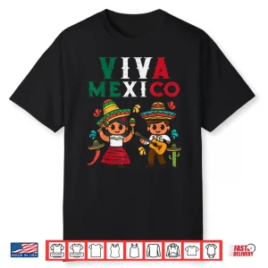 Viva Mexico Boy Girl Maracas Guitar Mexican Independence Kid Shirt