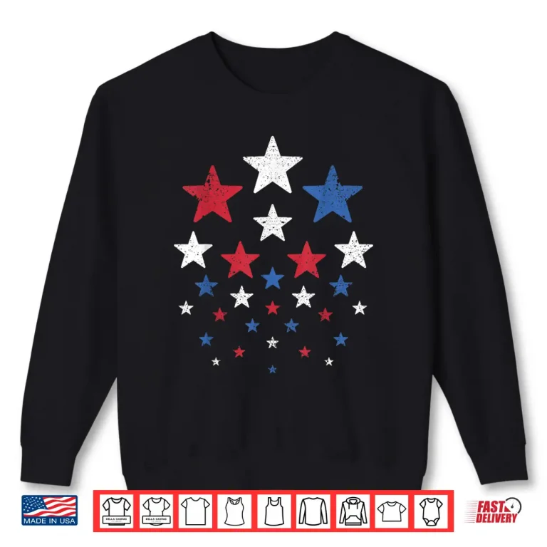 Sweatshirt USA American Flag Patriotic Red White Blue Stars 4th of July Shirt