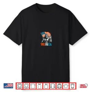 Black-T-Shirt-Bigfoot Merica Rock Usa American Flag 4Th Of July 2 Side Shirt