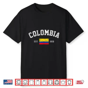 Black-T-Shirt-Colombia Est. 1810 Colombian Flag Independence Day Shirt