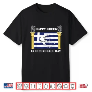 Black-T-Shirt-Happy Greek Independence Day Shirt Greek Flag Tee Shirt.