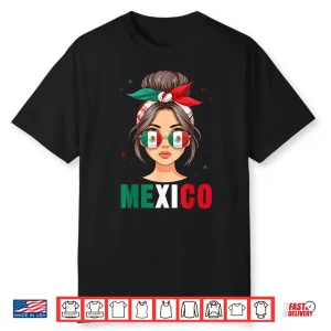 Black-T-Shirt-Mexico Girl Mexico Flag For Women Patriotic Mexican Girl Shirt
