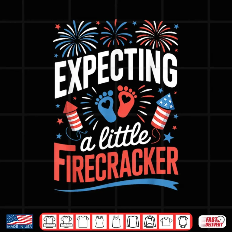 Design 4th of July Pregnancy Expecting a Little Firecracker Mom Dad Shirt