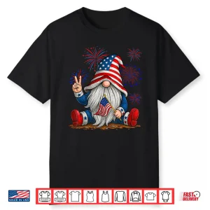 Black-T-Shirt-Patriotic Gnomes 4Th Of July Funny Gnome Usa American Flag Shirt