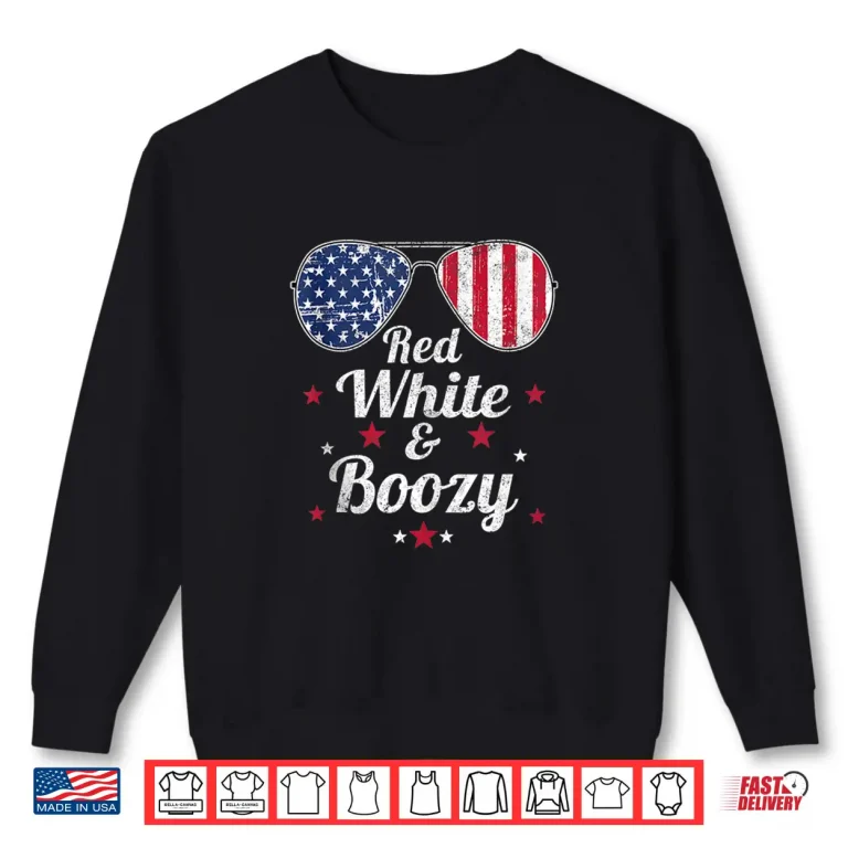 Sweatshirt Funny 4th Of July Red White and Boozy Cute Independence Day Shirt