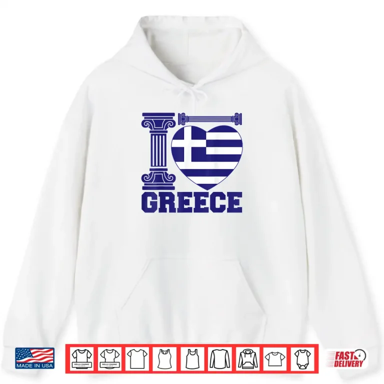 Hoodie Greece Independence Day I Love Greece Flag Heart Kid Women Shirt