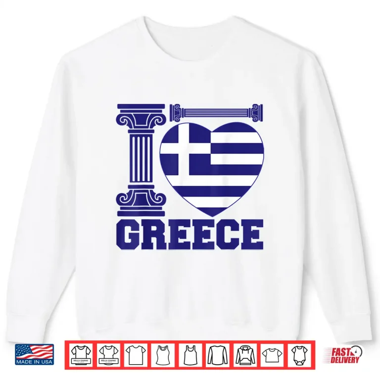 Sweatshirt Greece Independence Day I Love Greece Flag Heart Kid Women Shirt