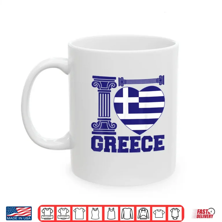 Mug Greece Independence Day I Love Greece Flag Heart Kid Women Shirt