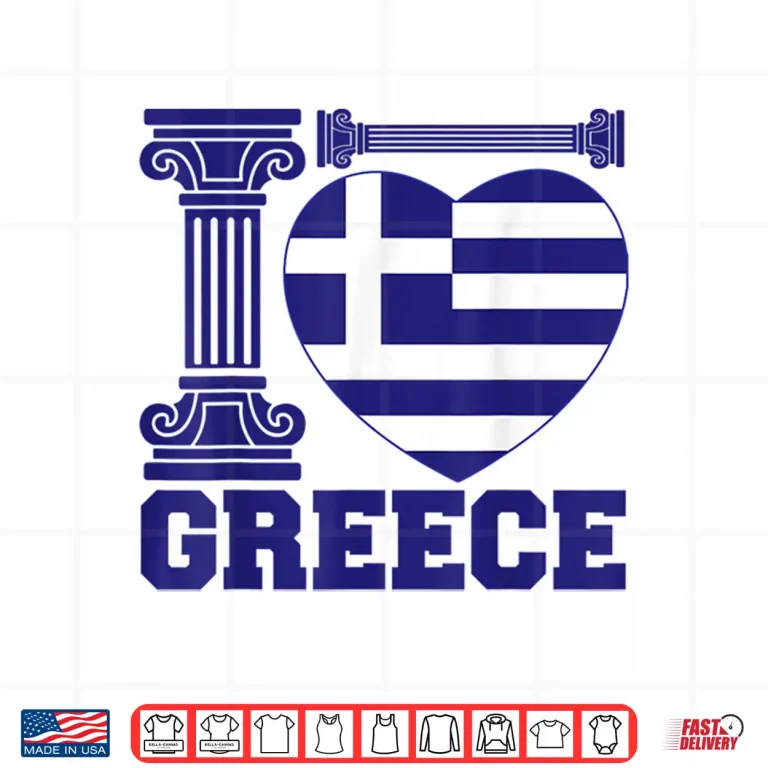 Design Greece Independence Day I Love Greece Flag Heart Kid Women Shirt