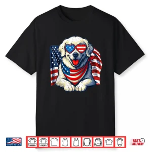 Vintage Great Pyrenees American Flag Love Sunglasses Freedom Shirt