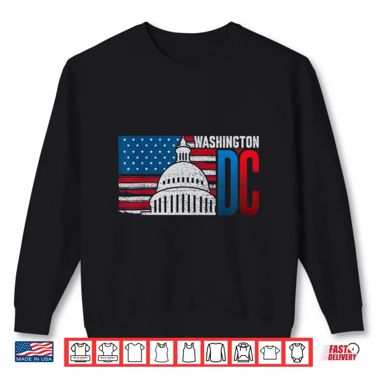 Sweatshirt Washington DC Capitol Hill American Flag USA Pride Souvenir Shirt