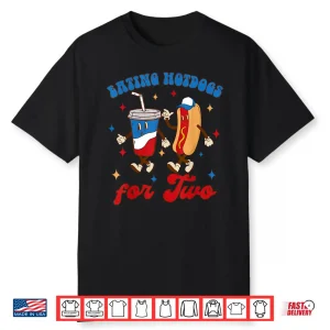 4Th Of July Pregnancy Announcement Eating Hotdogs For Two Shirt
