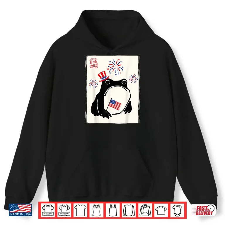 Hoodie 4th of July USA Grumpy Frog Independence Day Funny Patriotic Shirt