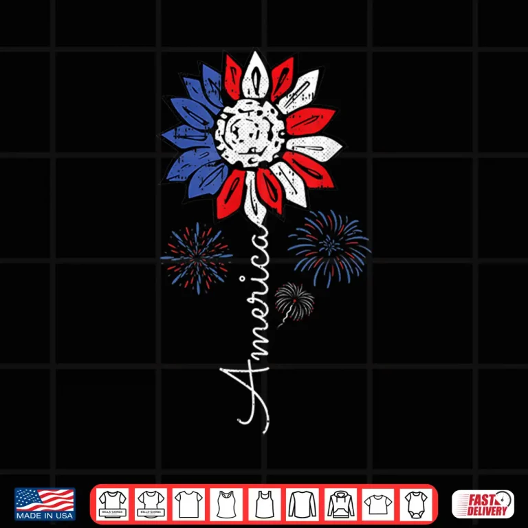 Design America Sunflower 4th Of July Independence Day Patriotic Shirt