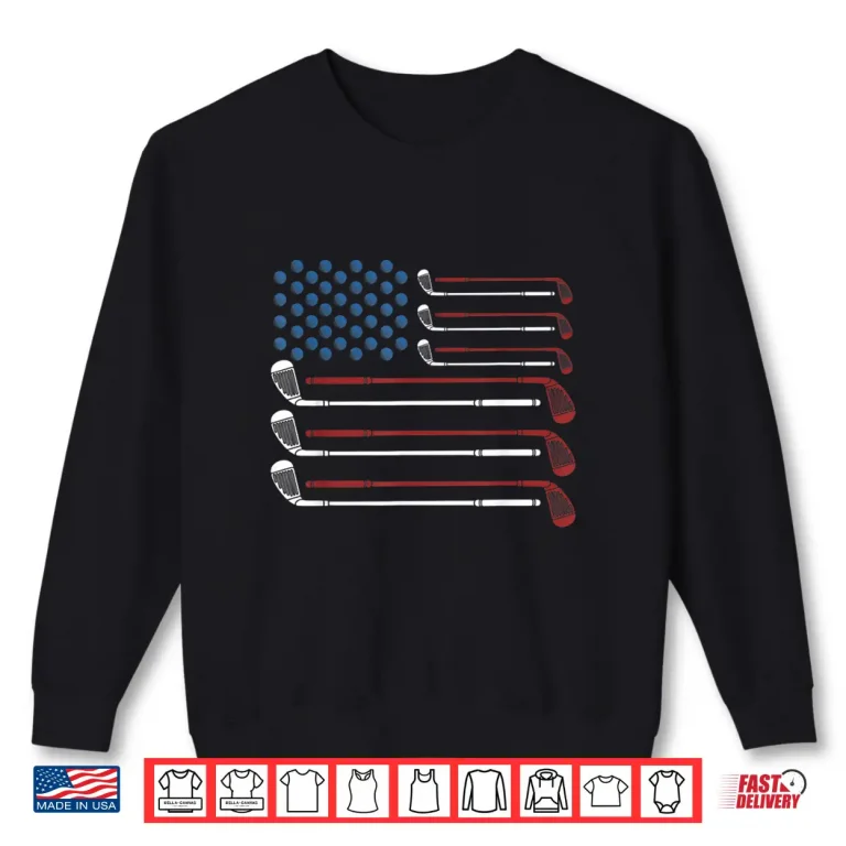 Sweatshirt Golf Clubs USA Flag Red White And Blue Shirt