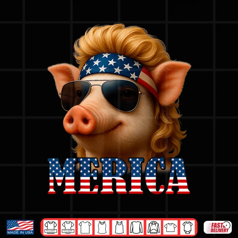 Design Funny Pig American Flag Farmer Independence Day 4th Of July Shirt