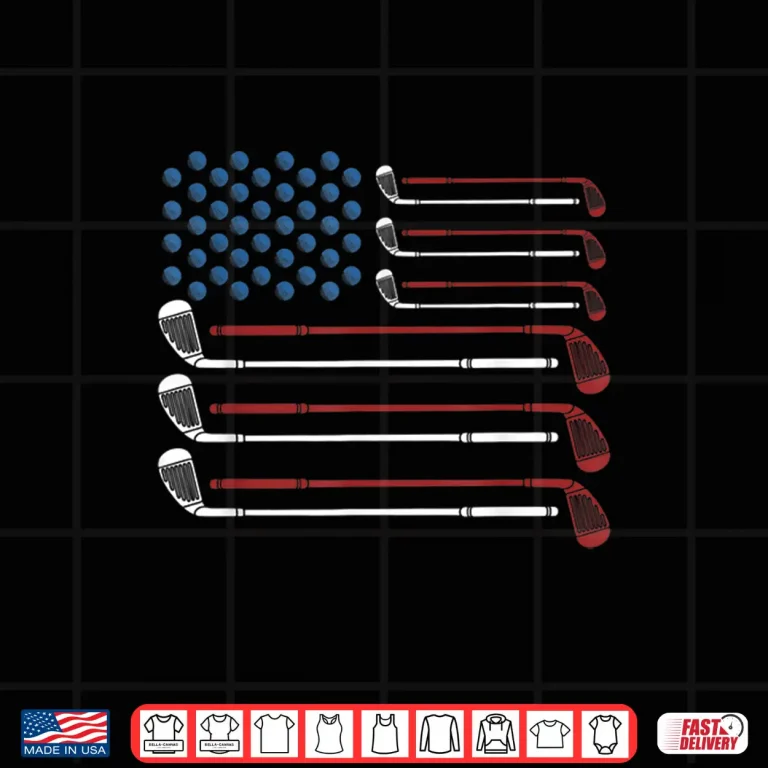 Design Golf Clubs USA Flag Red White And Blue Shirt