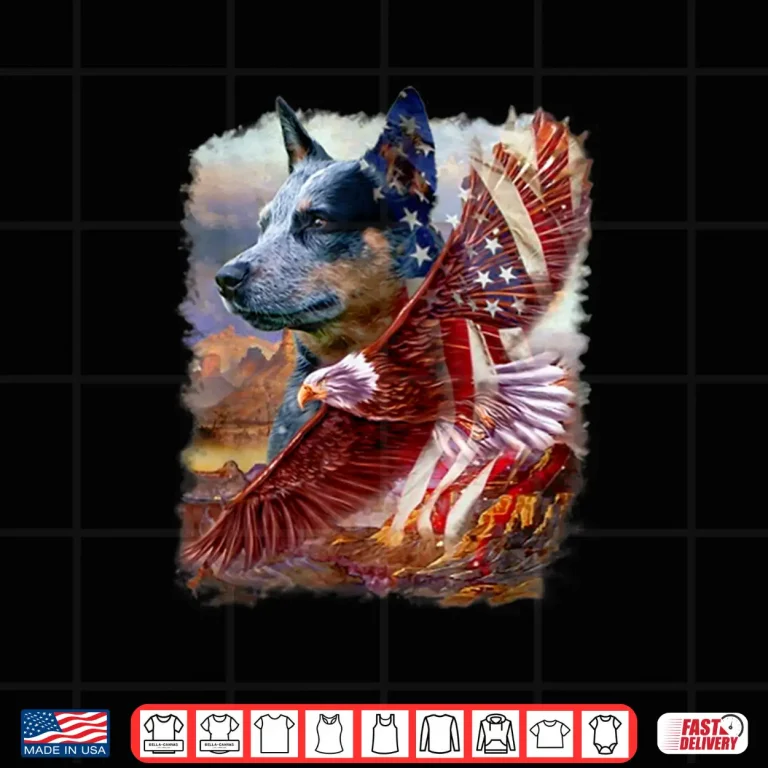 Design Heeler Dog Eagle American Flag 4th July Independence Day Shirt